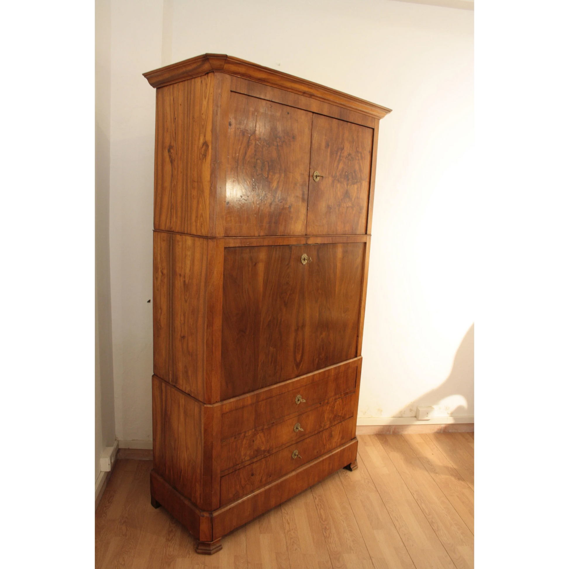 Secretaire scrittoio credenza Umbertino rovere massello originale fine ottocento