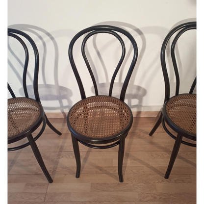 Sedie da pranzo in faggio curvato nello stile di Thonet, Italia, set di 4