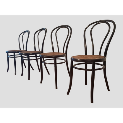 Sedie da pranzo in faggio curvato nello stile di Thonet, Italia, set di 4