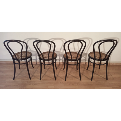 Sedie da pranzo in faggio curvato nello stile di Thonet, Italia, set di 4