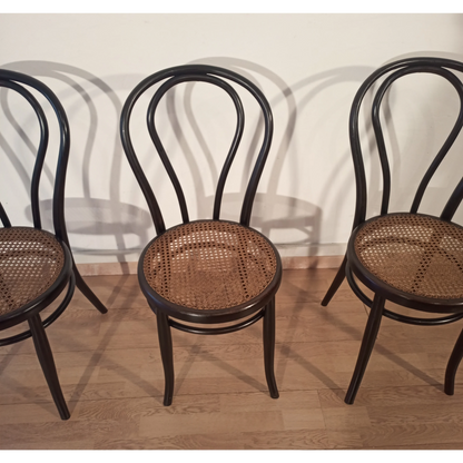 Sedie da pranzo in faggio curvato nello stile di Thonet, Italia, set di 4