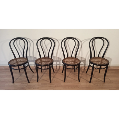 Sedie da pranzo in faggio curvato nello stile di Thonet, Italia, set di 4