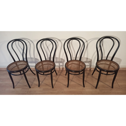 Sedie da pranzo in faggio curvato nello stile di Thonet, Italia, set di 4