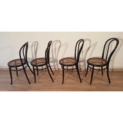 Sedie da pranzo in faggio curvato nello stile di Thonet, Italia, set di 4