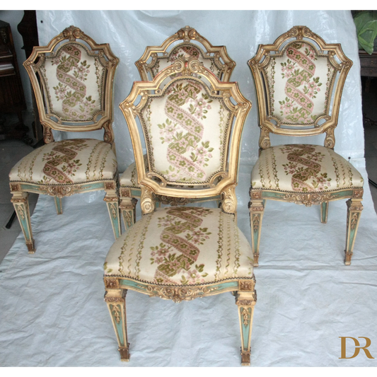 Set 4 sedie Napoleone III seconda metà ottocento, ornate sedie Napoleone III