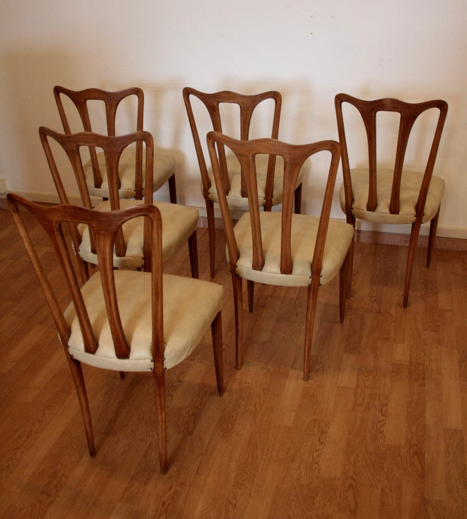 Sedie vintage Casa design Italia 1960 con sedili imbottiti, Set 6 di stile mid-century