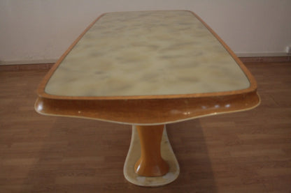 Tavolo rettangolare crema con base a piedistallo camera da pranzo mid-century moderna di vittorio dassi anni 50