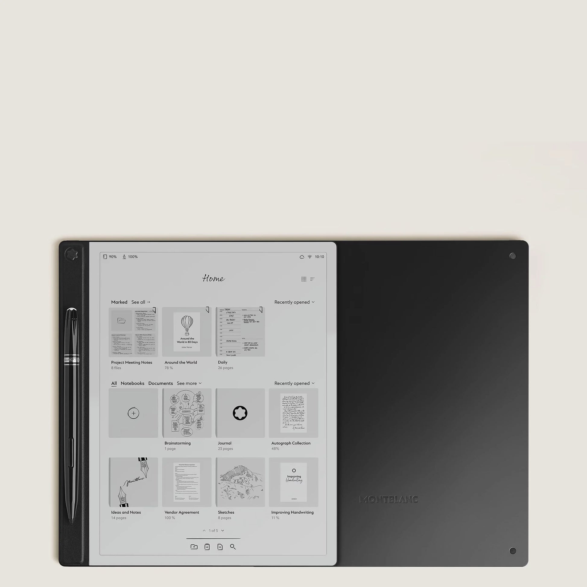 Montblanc digital paper nero 135010 con kobo clara hd e-reader nero e stylus, design minimalista elegante
