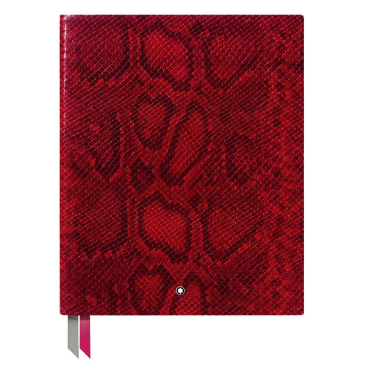 Taccuino montblanc con raffinata stampa python rosso e segnalibro a nastro bicolore in lusso python print