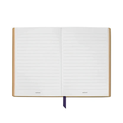 Montblanc elegante blocco note con copertina rigida dorata a righe e segnalibro blu omaggio a gustav klimt