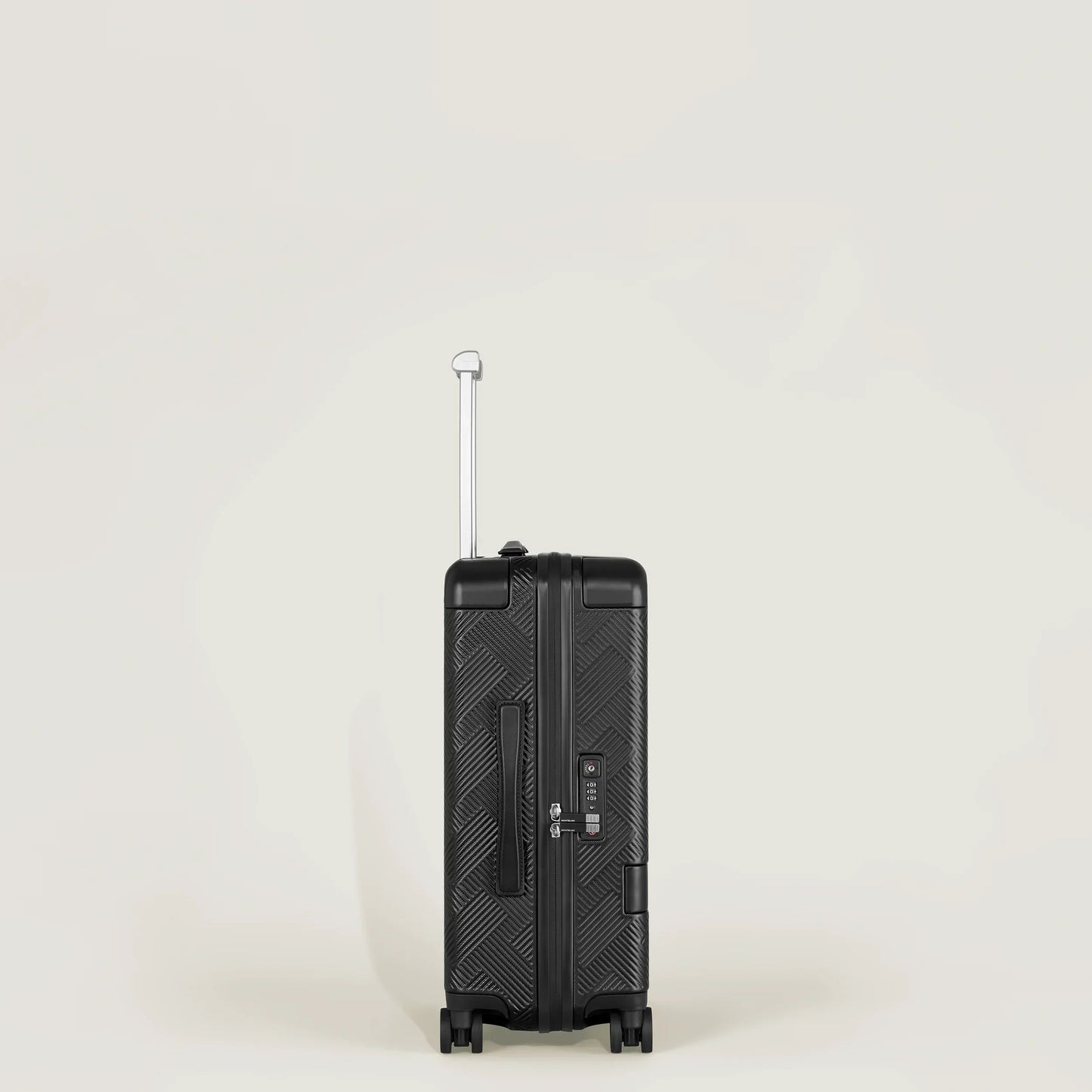 Montblanc trolley my4810 extreme nero con valigia rigida effetto spina di pesce e manico telescopico argento
