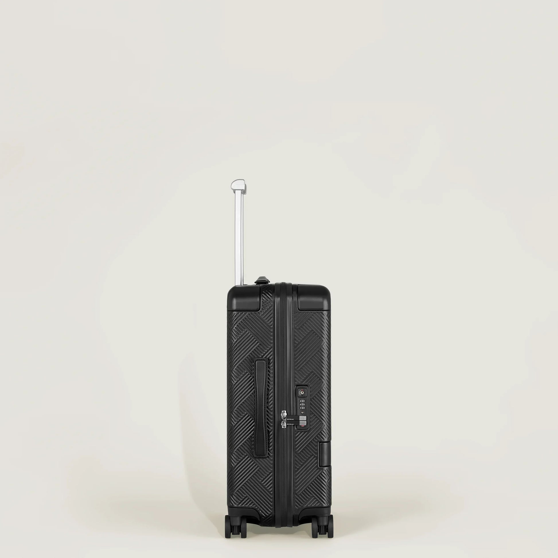 Montblanc trolley my4810 extreme nero con valigia rigida effetto spina di pesce e manico telescopico argento