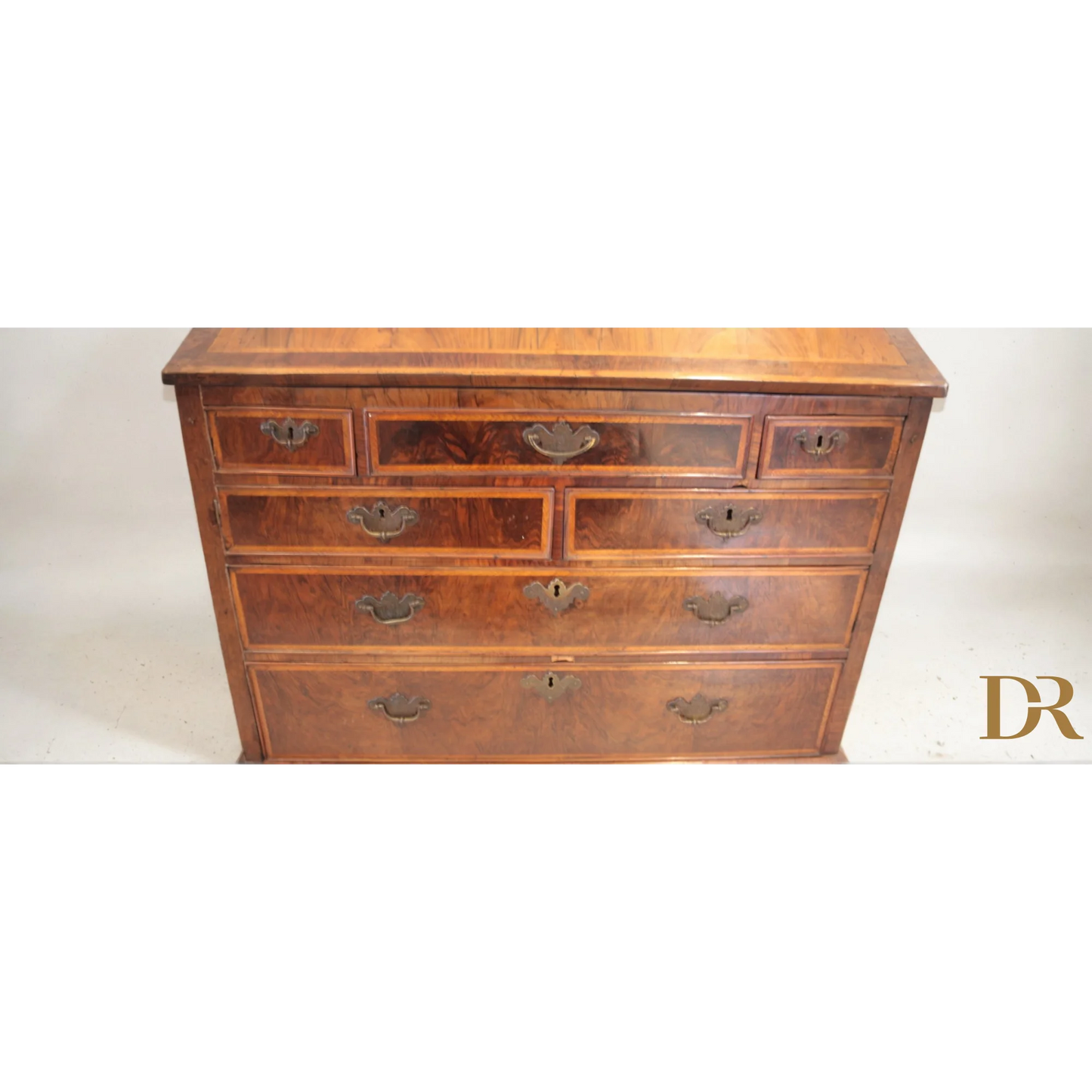 Chest of drawers con inlay e maniglie in ottone, splendido Trumeaux Luigi XVI