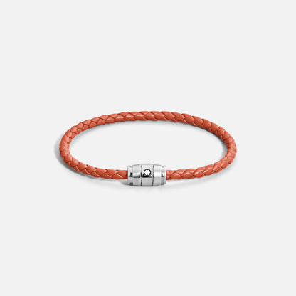 Montblanc 3-ring steel bracelet with Meisterstück Cayenne leather size M 13429163