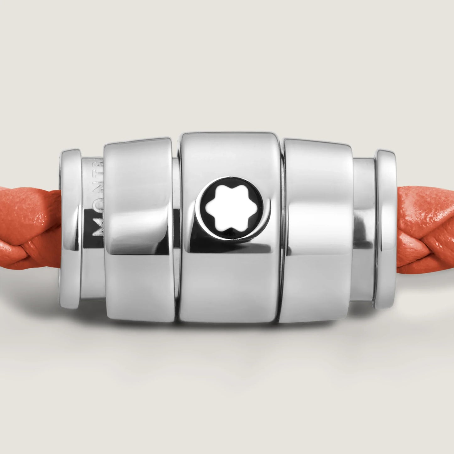 Montblanc 3-ring steel bracelet with Meisterstück Cayenne leather size M 13429163