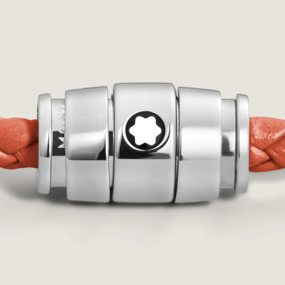 Montblanc 3-ring steel bracelet with Meisterstück Cayenne leather size S 13429160