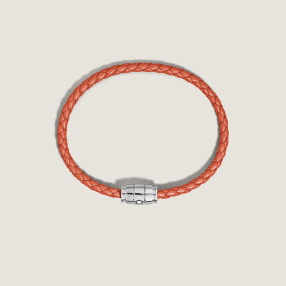 Montblanc 3-ring steel bracelet with Meisterstück Cayenne leather size M 13429163
