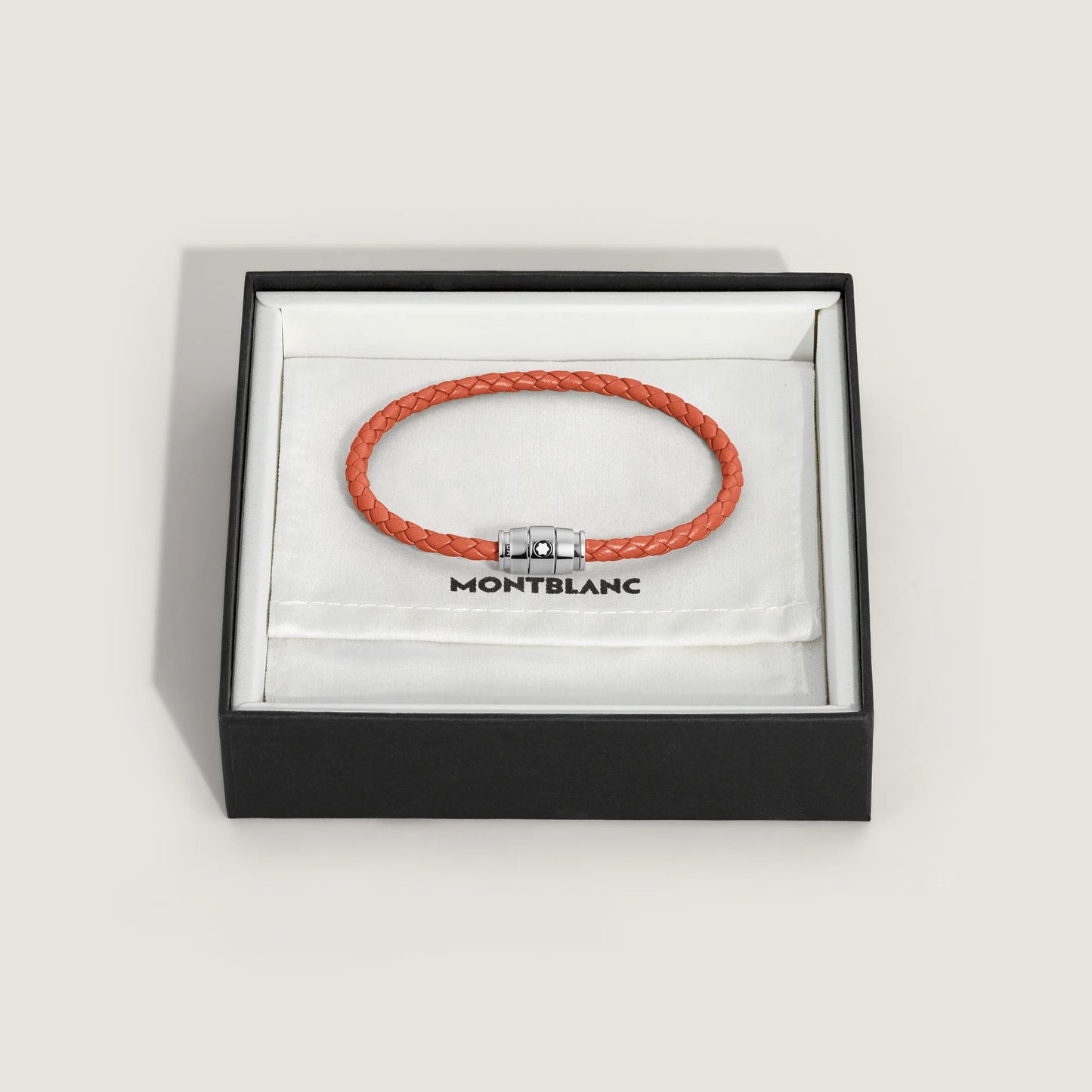 Montblanc 3-ring steel bracelet with Meisterstück Cayenne leather size M 13429163