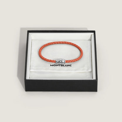 Montblanc 3-ring steel bracelet with Meisterstück Cayenne leather size S 13429160