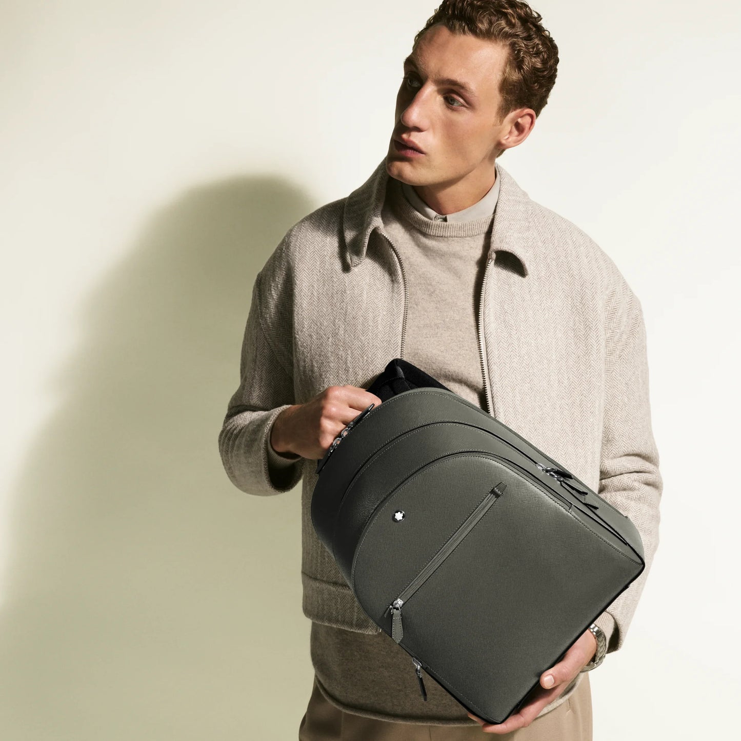 Montblanc Sartorial Medium Backpack with 3 Compartments, Medium Grey 199360