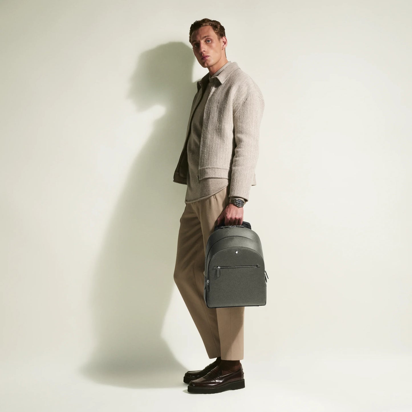 Montblanc Sartorial Medium Backpack with 3 Compartments, Medium Grey 199360