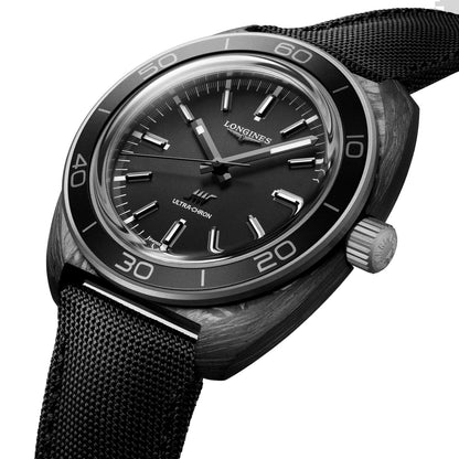 Longines Armbanduhr Ultra-Chron Carbon 43mm anthrazit automatisch Titan und Carbon L2.839.4.52.2