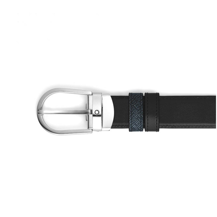 Montblanc Reversible Belt Tweed Blue / Black 220965