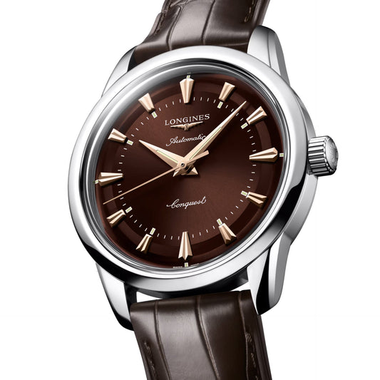 ロンジン ヘリテージ 38mm ブラウン スチール 自動巻き腕時計 L1.649.4.62.2