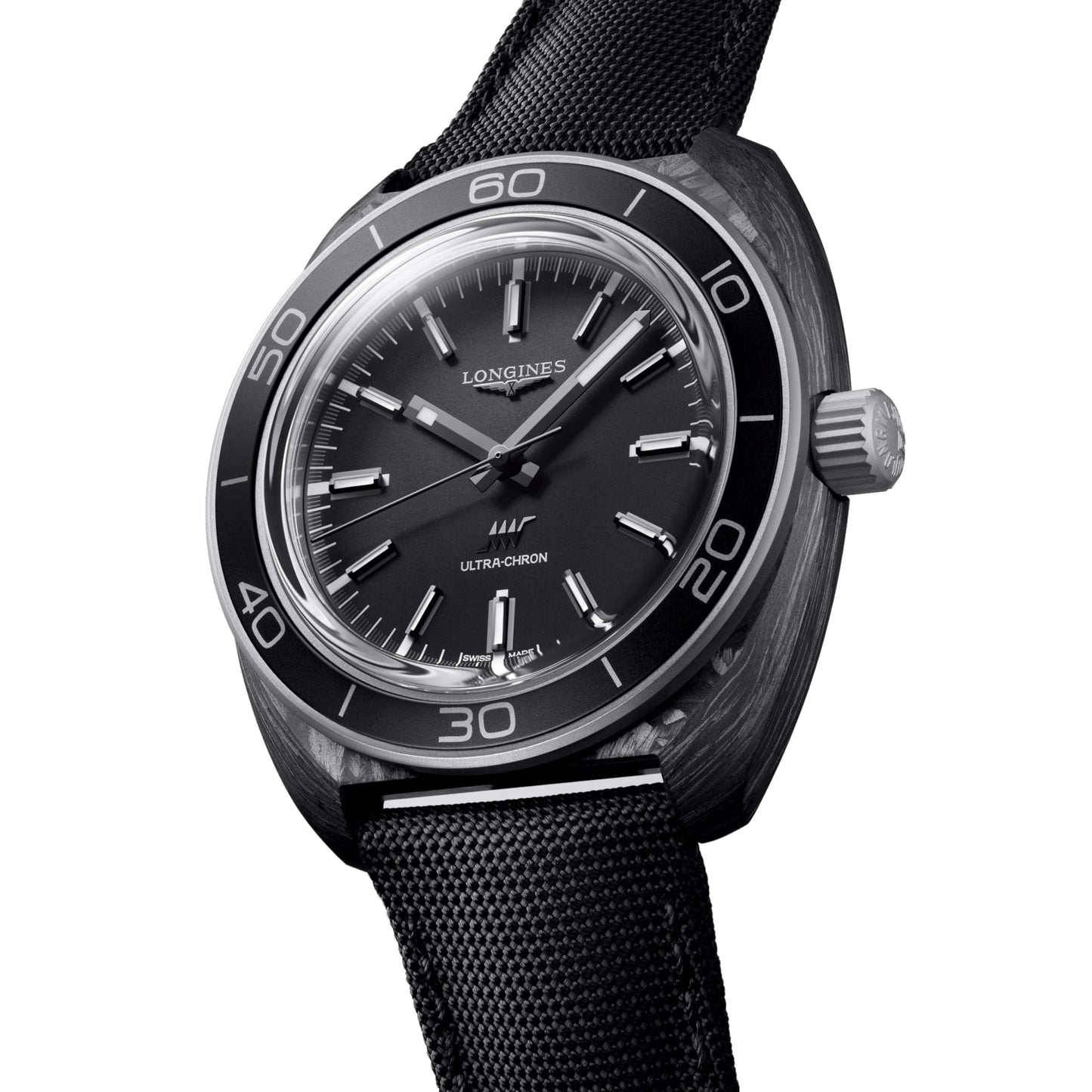 Longines Armbanduhr Ultra-Chron Carbon 43mm anthrazit automatisch Titan und Carbon L2.839.4.52.2