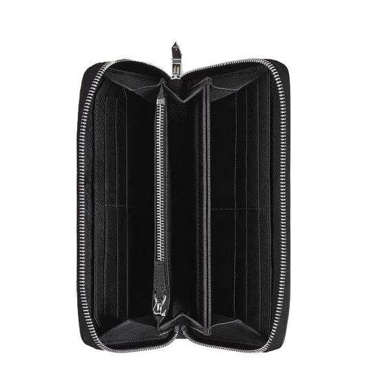 Montblanc portefeuille 12 compartiments avec fermeture éclair Sartorial tweed bleu 220365