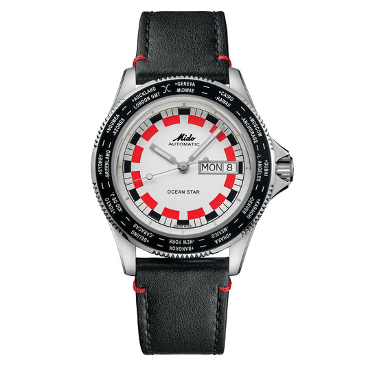 Mido Armbanduhr Ocean Star Worldtimer 40mm silber automatisch Stahl M026.830.16.030.00