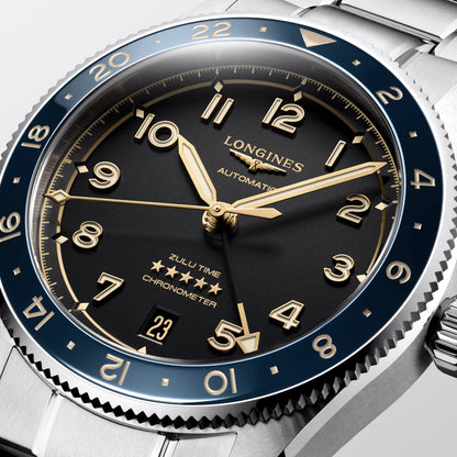 Longines Uhr Spirit Zulu Time 39mm anthrazit Automatik Stahl L3.802.4.60.6