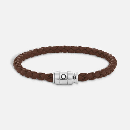 Montblanc Meisterstück Brown Fulvous 3-Ring Steel and Leather Bracelet Size L 13600268