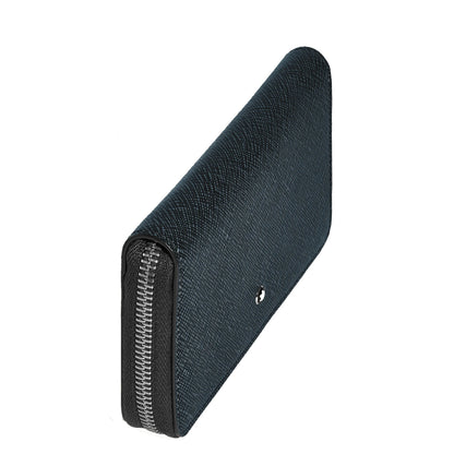 Montblanc Wallet 12 Compartments with Medium Zipper Sartorial Tweed Blue 220362