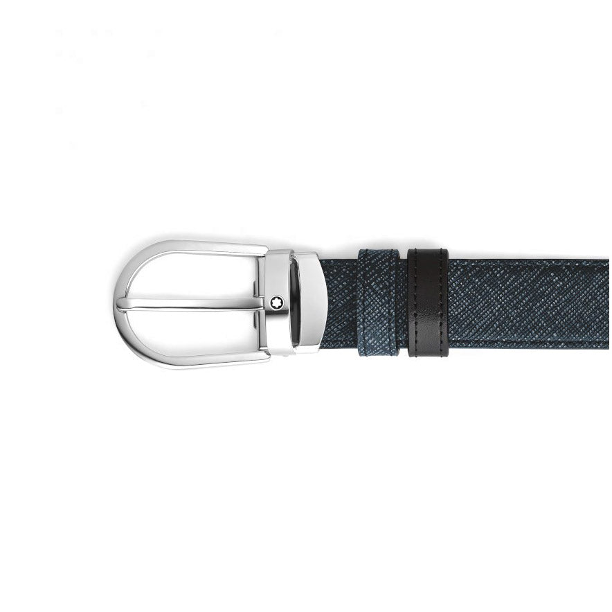 Montblanc Reversible Belt Tweed Blue / Black 220965
