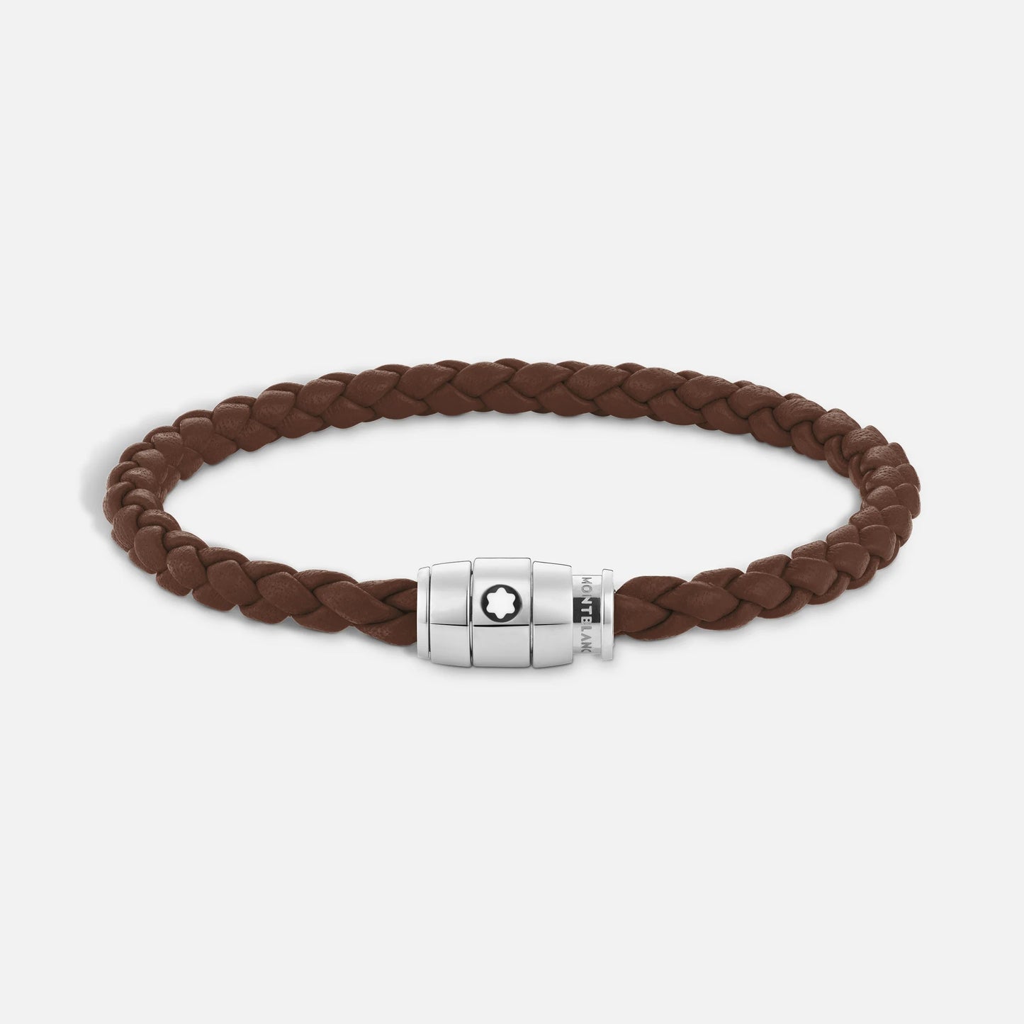 Montblanc 3-ring steel bracelet with Meisterstück Brown Fawn leather size S 13600060
