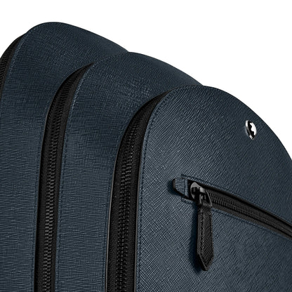 Montblanc Medium Sartorial Tweed Backpack in Blue with 3 Compartments 220335