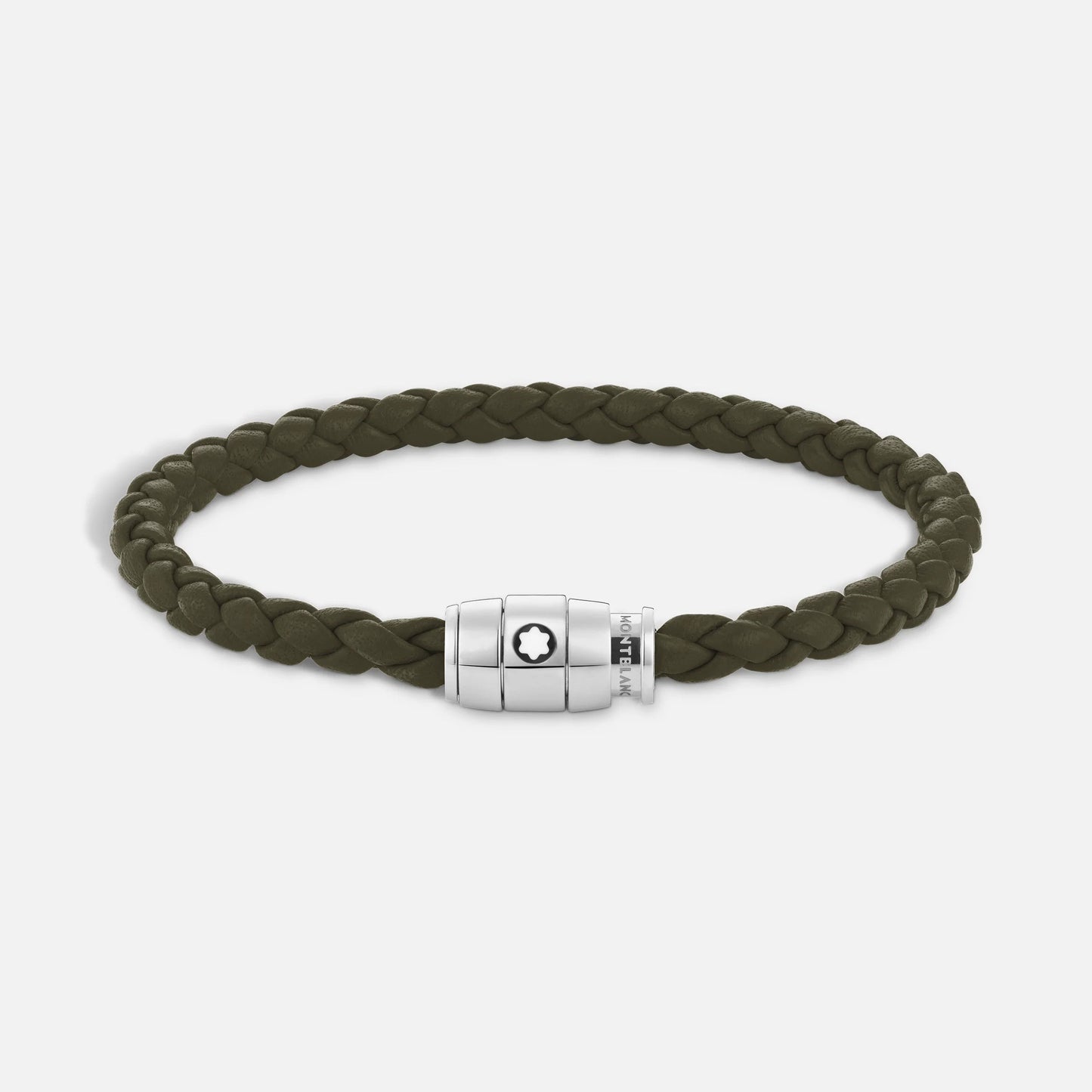 Montblanc 3-ring steel bracelet with Meisterstück Khaki leather size M 13600463