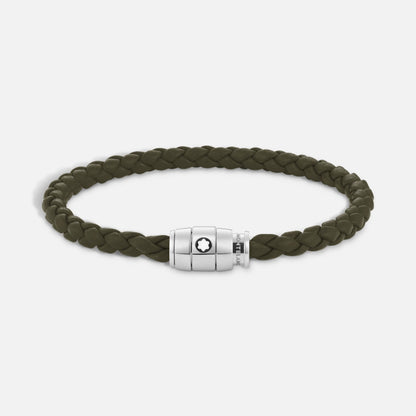 Montblanc 3-ring steel bracelet with Meisterstück Khaki leather size M 13600463