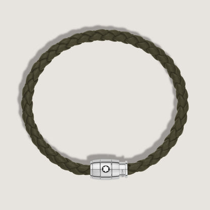 Montblanc 3-ring steel bracelet with Meisterstück Khaki leather size L 13600568