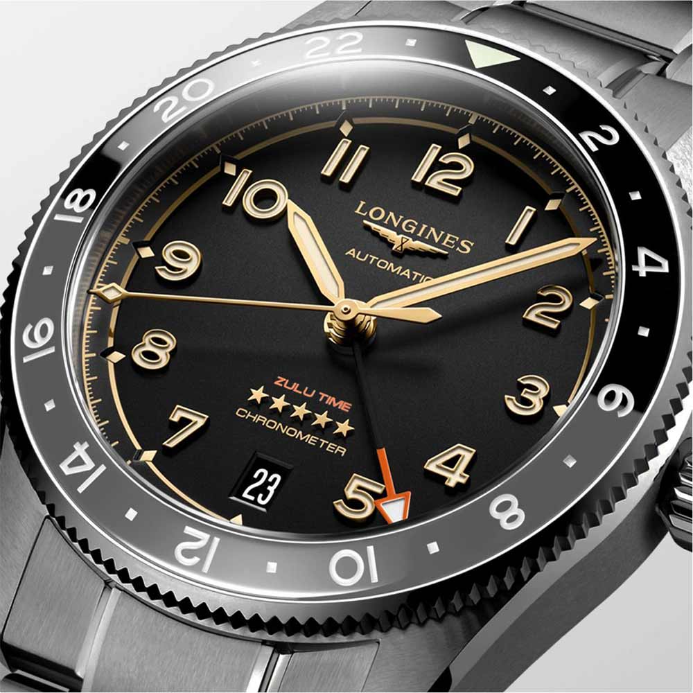Longines Spirit Zulu Time 39mm Anthrazit Automatik Titan Uhr L3.802.1.53.6