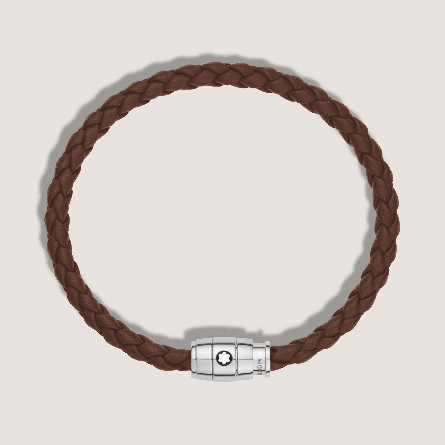 Montblanc Meisterstück Brown Fulvous 3-Ring Steel and Leather Bracelet Size M 13600163