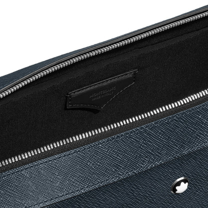 Montblanc Sartorial tweed medium briefcase blue 220332
