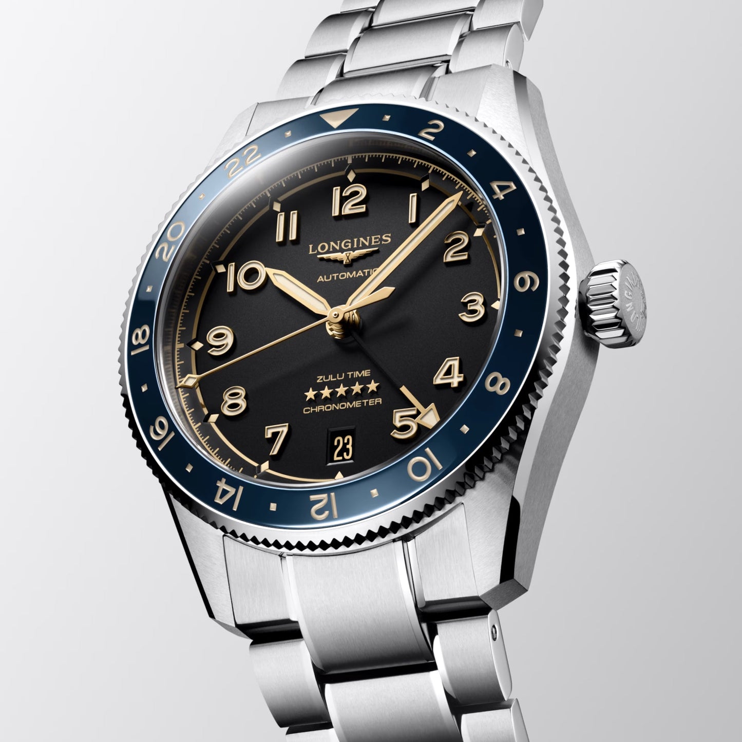 Longines Uhr Spirit Zulu Time 39mm anthrazit Automatik Stahl L3.802.4.60.6