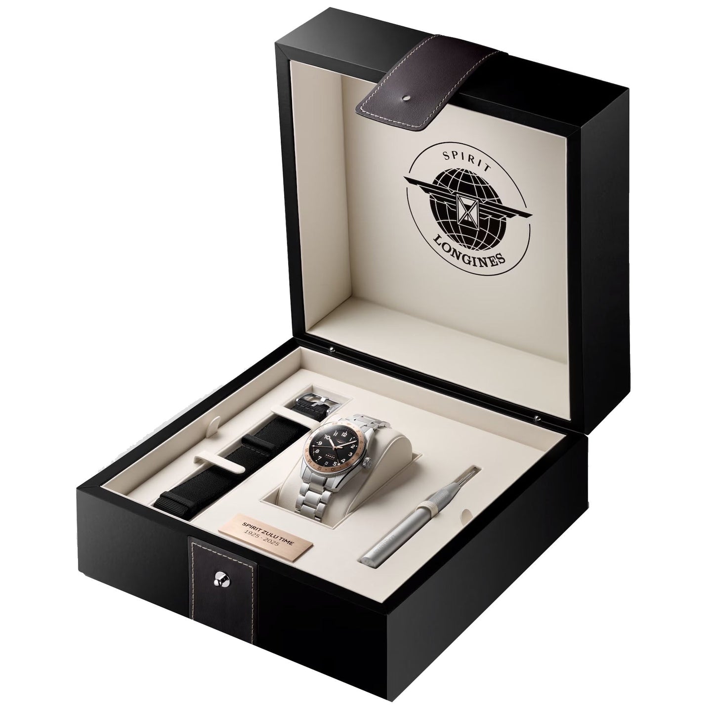 Longines Spirit Zulu Time 1925 39mm Black Automatic Gold Steel Watch L3.803.5.53.6