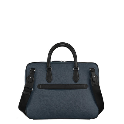 Montblanc Sartorial tweed medium briefcase blue 220332