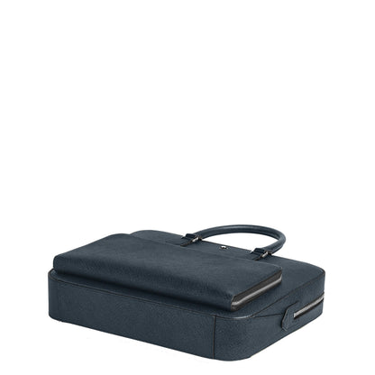 Montblanc Sartorial tweed medium briefcase blue 220332