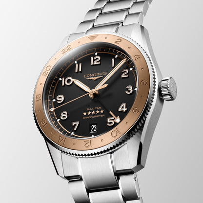 Longines Spirit Zulu Time 1925 39mm Black Automatic Gold Steel Watch L3.803.5.53.6