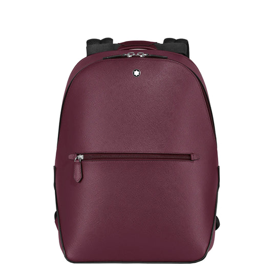 Montblanc zaino sartorial cassis 199361 in pelle bordeaux con rifiniture nere e zip argento design creativo montblanc marco